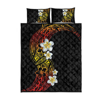 Plumeria Quilt Bed Set Polynesian Tribal Frangipani Sunset