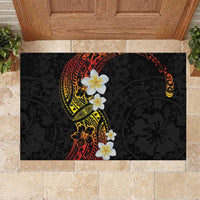 Plumeria Rubber Doormat Polynesian Tribal Frangipani Sunset