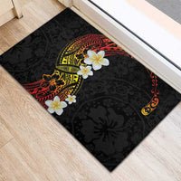 Plumeria Rubber Doormat Polynesian Tribal Frangipani Sunset