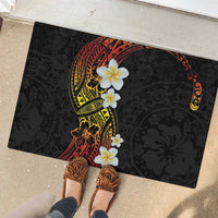 Plumeria Rubber Doormat Polynesian Tribal Frangipani Sunset