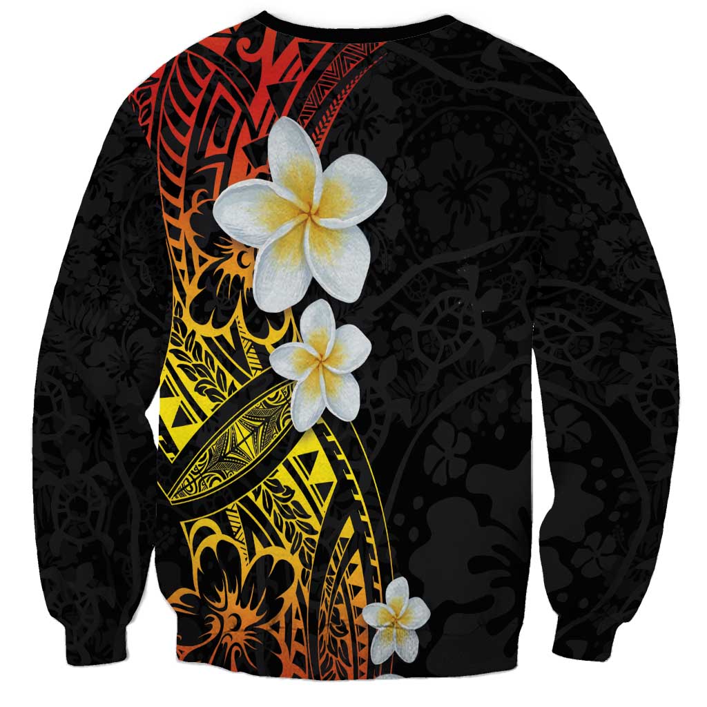 Plumeria Sweatshirt Polynesian Tribal Frangipani Sunset
