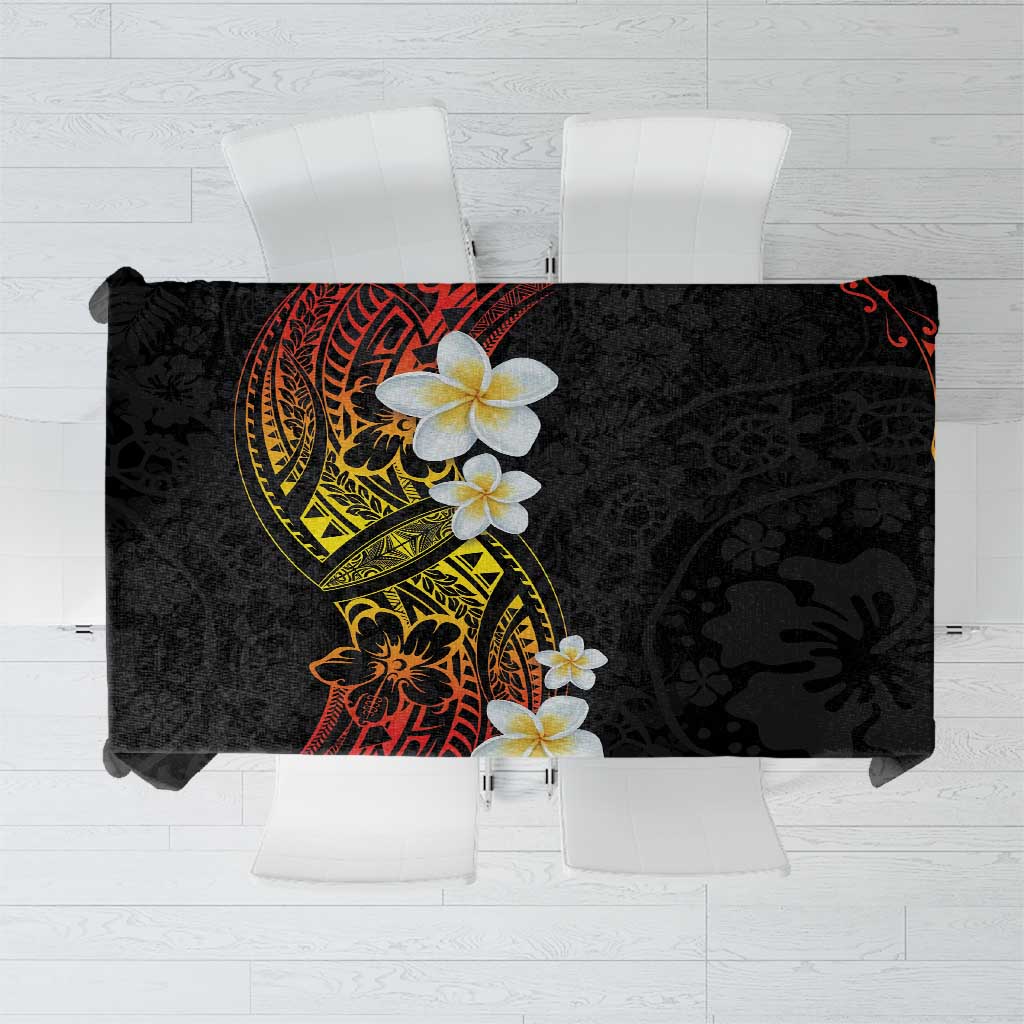 Plumeria Tablecloth Polynesian Tribal Frangipani Sunset LT03 Black - Polynesian Pride