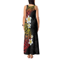 Plumeria Tank Maxi Dress Polynesian Tribal Frangipani Sunset
