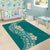 Plumeria Area Rug Polynesian Tribal Frangipani Teal