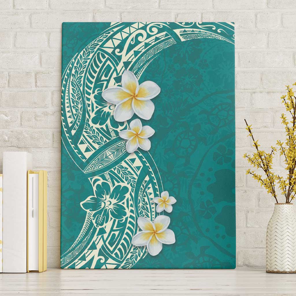 Plumeria Canvas Wall Art Polynesian Tribal Frangipani Teal