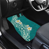 Plumeria Car Mats Polynesian Tribal Frangipani Teal