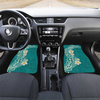Plumeria Car Mats Polynesian Tribal Frangipani Teal