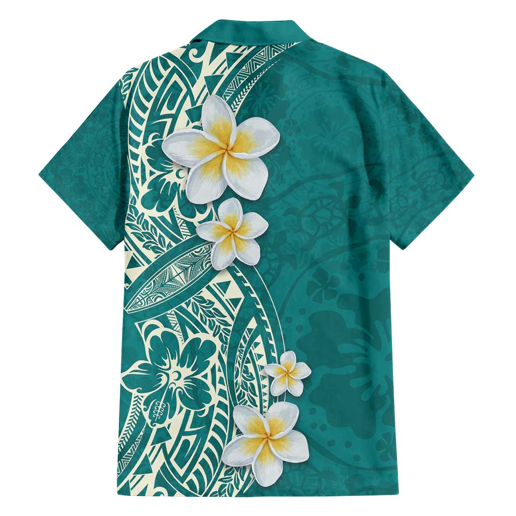 Plumeria Family Matching Tank Maxi Dress and Hawaiian Shirt Polynesian Tribal Frangipani Teal LT03 - Polynesian Pride