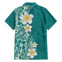 Plumeria Family Matching Tank Maxi Dress and Hawaiian Shirt Polynesian Tribal Frangipani Teal LT03 - Polynesian Pride