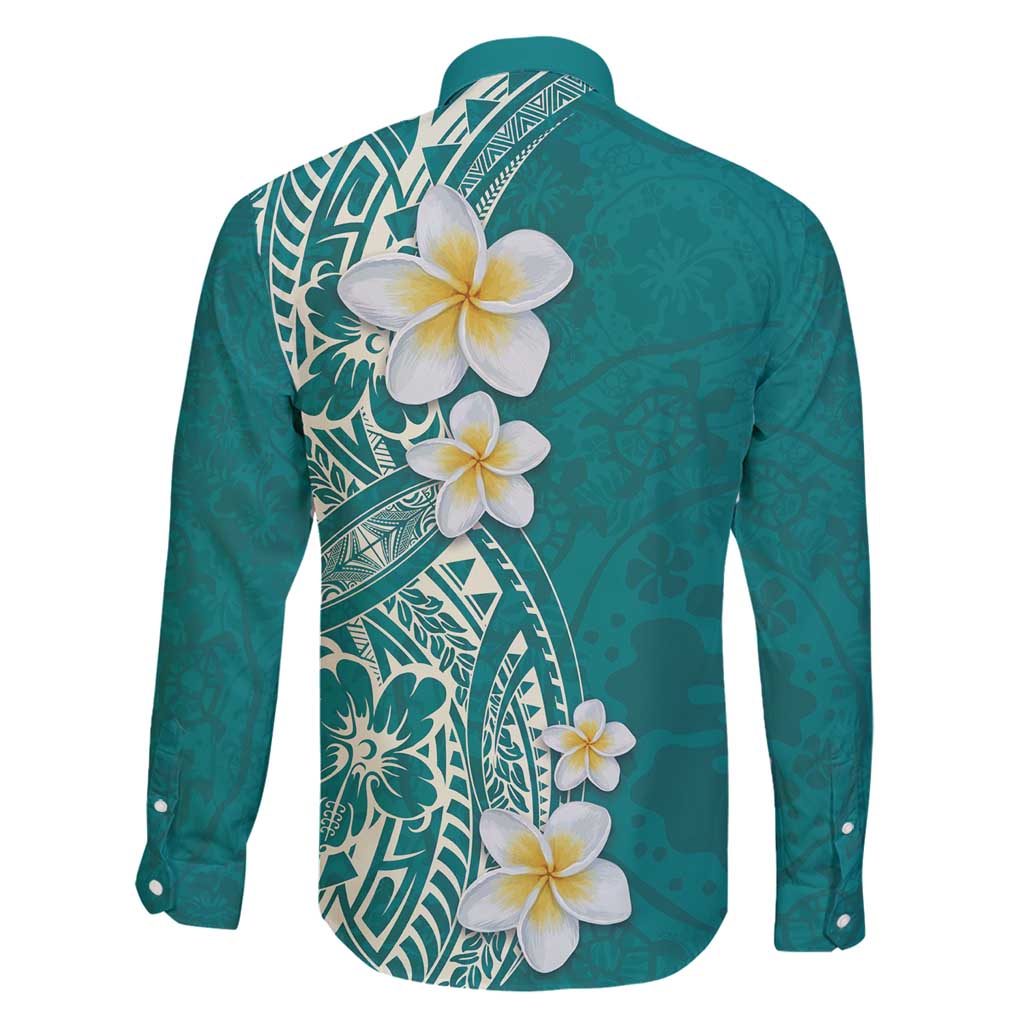 Plumeria Family Matching Tank Maxi Dress and Hawaiian Shirt Polynesian Tribal Frangipani Teal LT03 - Polynesian Pride