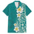 Plumeria Hawaiian Shirt Polynesian Tribal Frangipani Teal