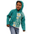Plumeria Kid Hoodie Polynesian Tribal Frangipani Teal