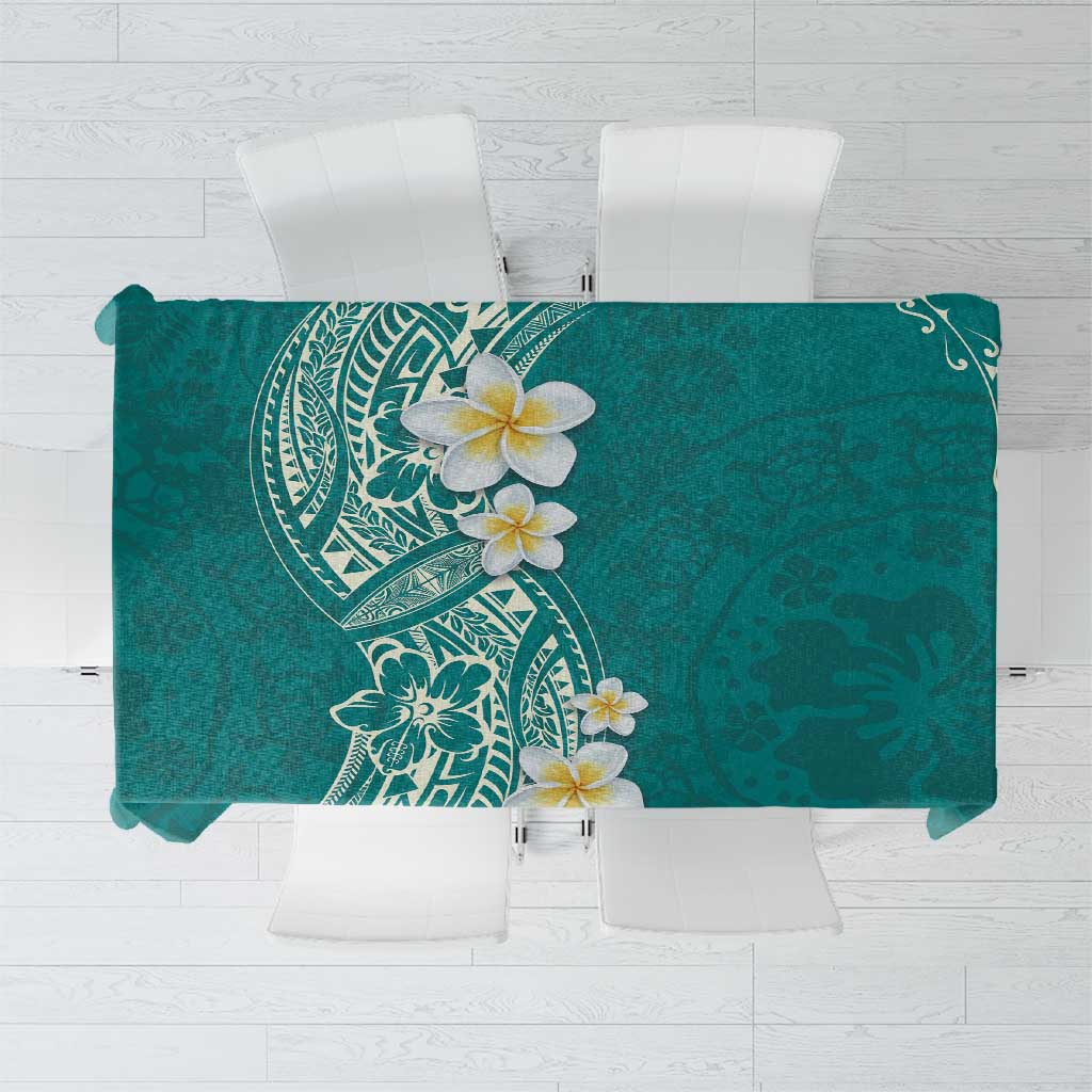 Plumeria Tablecloth Polynesian Tribal Frangipani Teal LT03 Teal - Polynesian Pride