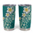 Polynesian Tattoos Frangipani Tumbler Cup Hibiscus Turtles and Tribal Motifs Vintage Floral - Teal Color