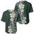 Plumeria Baseball Jersey Polynesian Tribal Frangipani Green