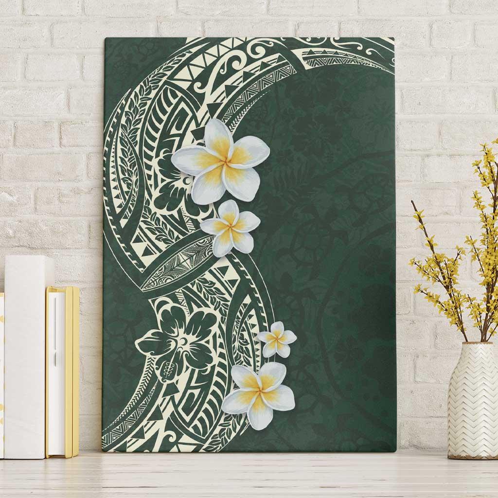 Plumeria Canvas Wall Art Polynesian Tribal Frangipani Green