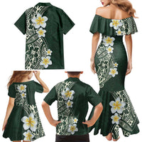 Plumeria Family Matching Mermaid Dress and Hawaiian Shirt Polynesian Tribal Frangipani Green LT03 - Polynesian Pride