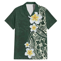 Plumeria Family Matching Mermaid Dress and Hawaiian Shirt Polynesian Tribal Frangipani Green LT03 Dad's Shirt - Short Sleeve Green - Polynesian Pride