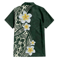 Plumeria Family Matching Short Sleeve Bodycon Dress and Hawaiian Shirt Polynesian Tribal Frangipani Green LT03 - Polynesian Pride