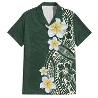 Plumeria Family Matching Summer Maxi Dress and Hawaiian Shirt Polynesian Tribal Frangipani Green LT03 Dad's Shirt - Short Sleeve Green - Polynesian Pride