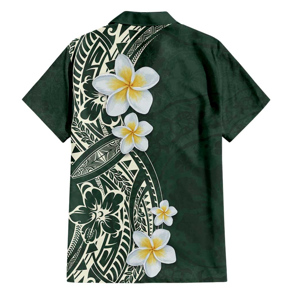Plumeria Family Matching Summer Maxi Dress and Hawaiian Shirt Polynesian Tribal Frangipani Green LT03 - Polynesian Pride