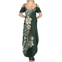 Plumeria Family Matching Summer Maxi Dress and Hawaiian Shirt Polynesian Tribal Frangipani Green LT03 - Polynesian Pride