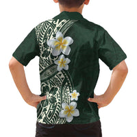 Plumeria Family Matching Tank Maxi Dress and Hawaiian Shirt Polynesian Tribal Frangipani Green LT03 - Polynesian Pride