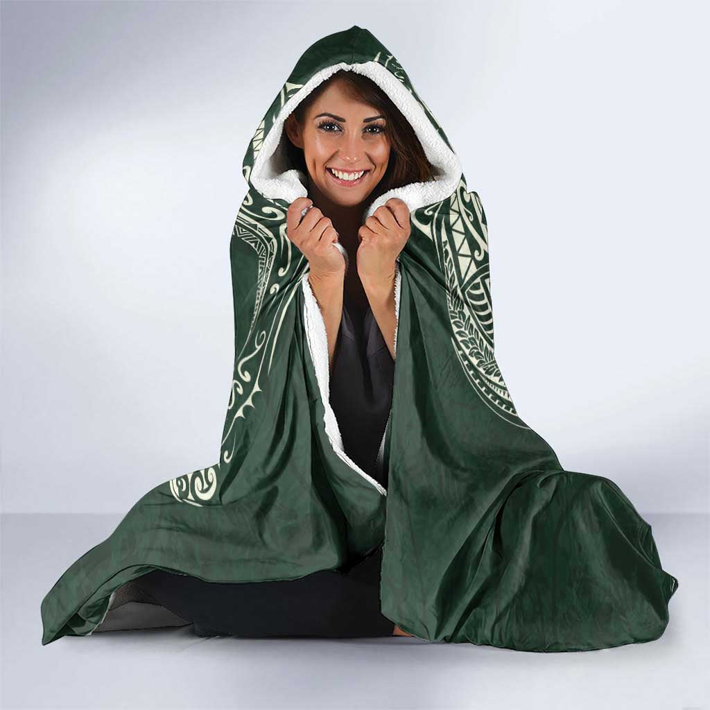 Plumeria Hooded Blanket Polynesian Tribal Frangipani Green