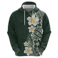 Plumeria Hoodie Polynesian Tribal Frangipani Green