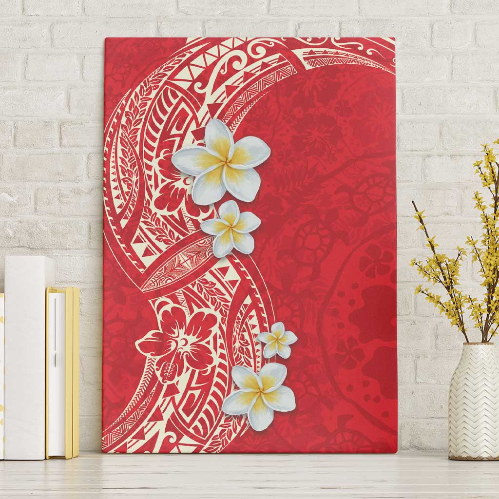 Plumeria Canvas Wall Art Polynesian Tribal Frangipani Red