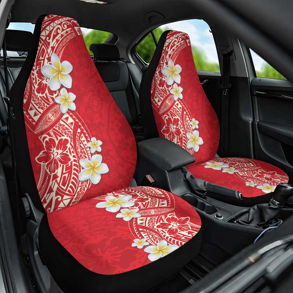 Plumeria Car Seat Cover Polynesian Tribal Frangipani Red