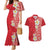 Plumeria Couples Matching Mermaid Dress and Hawaiian Shirt Polynesian Tribal Frangipani Red