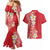 Plumeria Couples Matching Mermaid Dress and Hawaiian Shirt Polynesian Tribal Frangipani Red