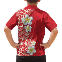Plumeria Family Matching Summer Maxi Dress and Hawaiian Shirt Polynesian Tribal Frangipani Red LT03 - Polynesian Pride