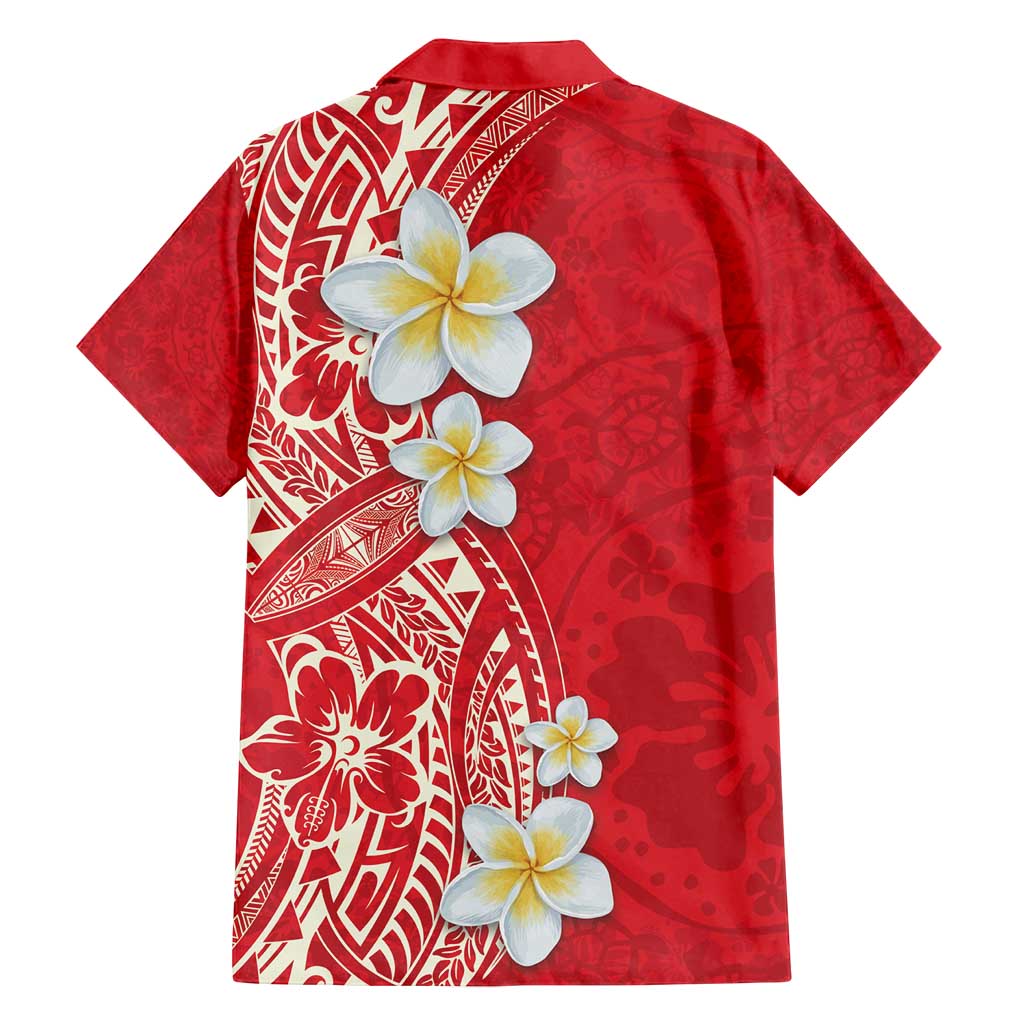Plumeria Family Matching Tank Maxi Dress and Hawaiian Shirt Polynesian Tribal Frangipani Red LT03 - Polynesian Pride