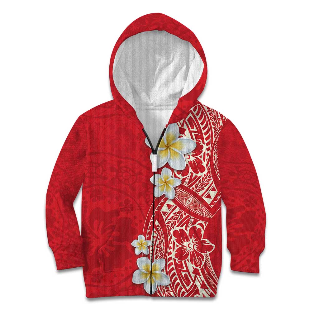 Plumeria Kid Hoodie Polynesian Tribal Frangipani Red