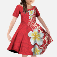 Plumeria Kid Short Sleeve Dress Polynesian Tribal Frangipani Red LT03 KID Red - Polynesian Pride