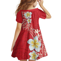 Plumeria Kid Short Sleeve Dress Polynesian Tribal Frangipani Red LT03 - Polynesian Pride