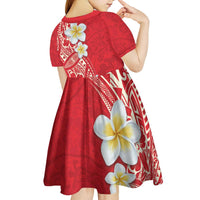 Plumeria Kid Short Sleeve Dress Polynesian Tribal Frangipani Red LT03 - Polynesian Pride