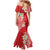 Plumeria Mermaid Dress Polynesian Tribal Frangipani Red