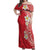 Plumeria Off Shoulder Maxi Dress Polynesian Tribal Frangipani Red