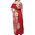 Plumeria Off Shoulder Maxi Dress Polynesian Tribal Frangipani Red