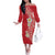 Plumeria Off The Shoulder Long Sleeve Dress Polynesian Tribal Frangipani Red