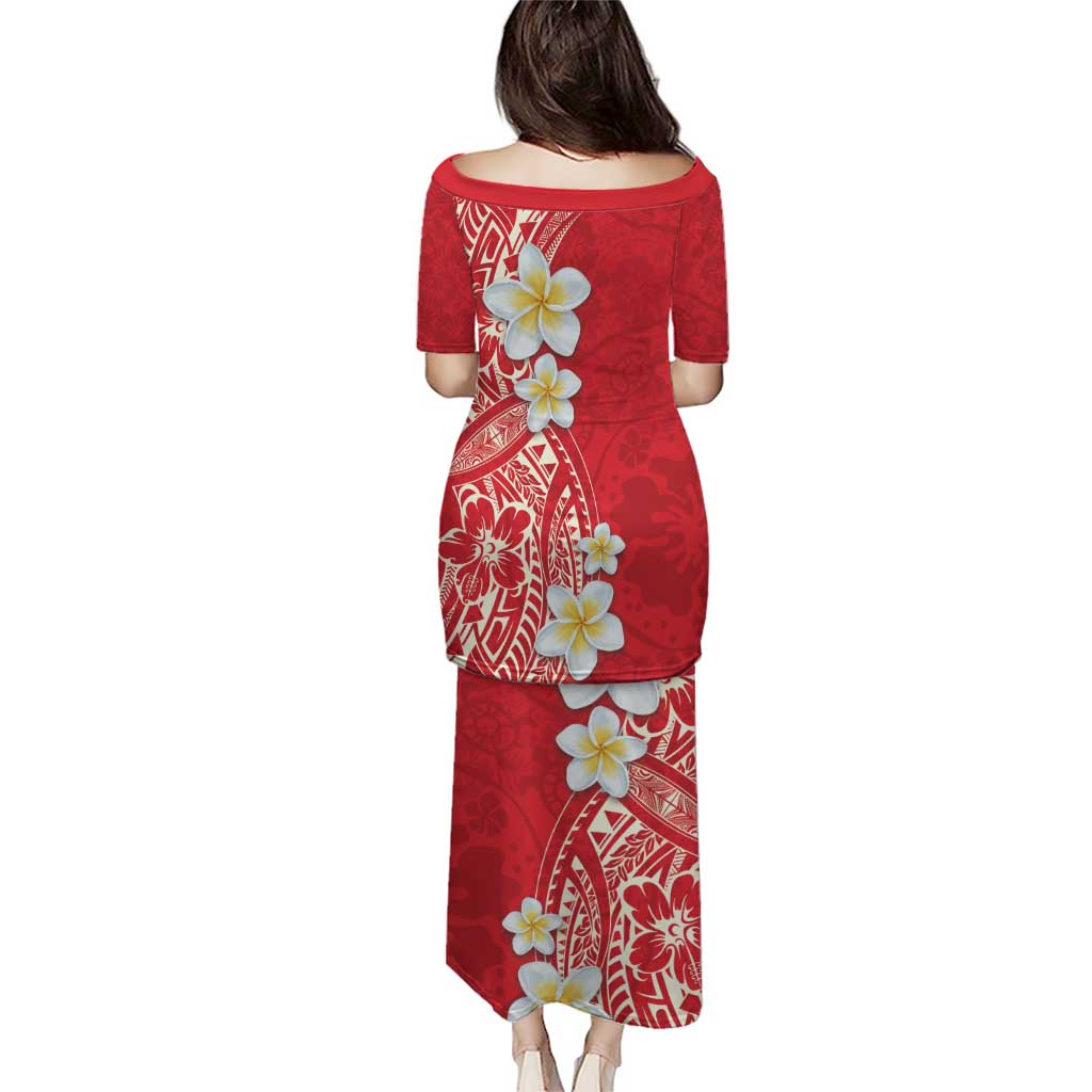 Plumeria Puletasi Polynesian Tribal Frangipani Red