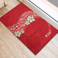Plumeria Rubber Doormat Polynesian Tribal Frangipani Red
