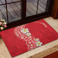 Plumeria Rubber Doormat Polynesian Tribal Frangipani Red