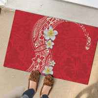 Plumeria Rubber Doormat Polynesian Tribal Frangipani Red