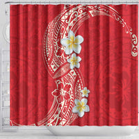 Plumeria Shower Curtain Polynesian Tribal Frangipani Red LT03 - Polynesian Pride