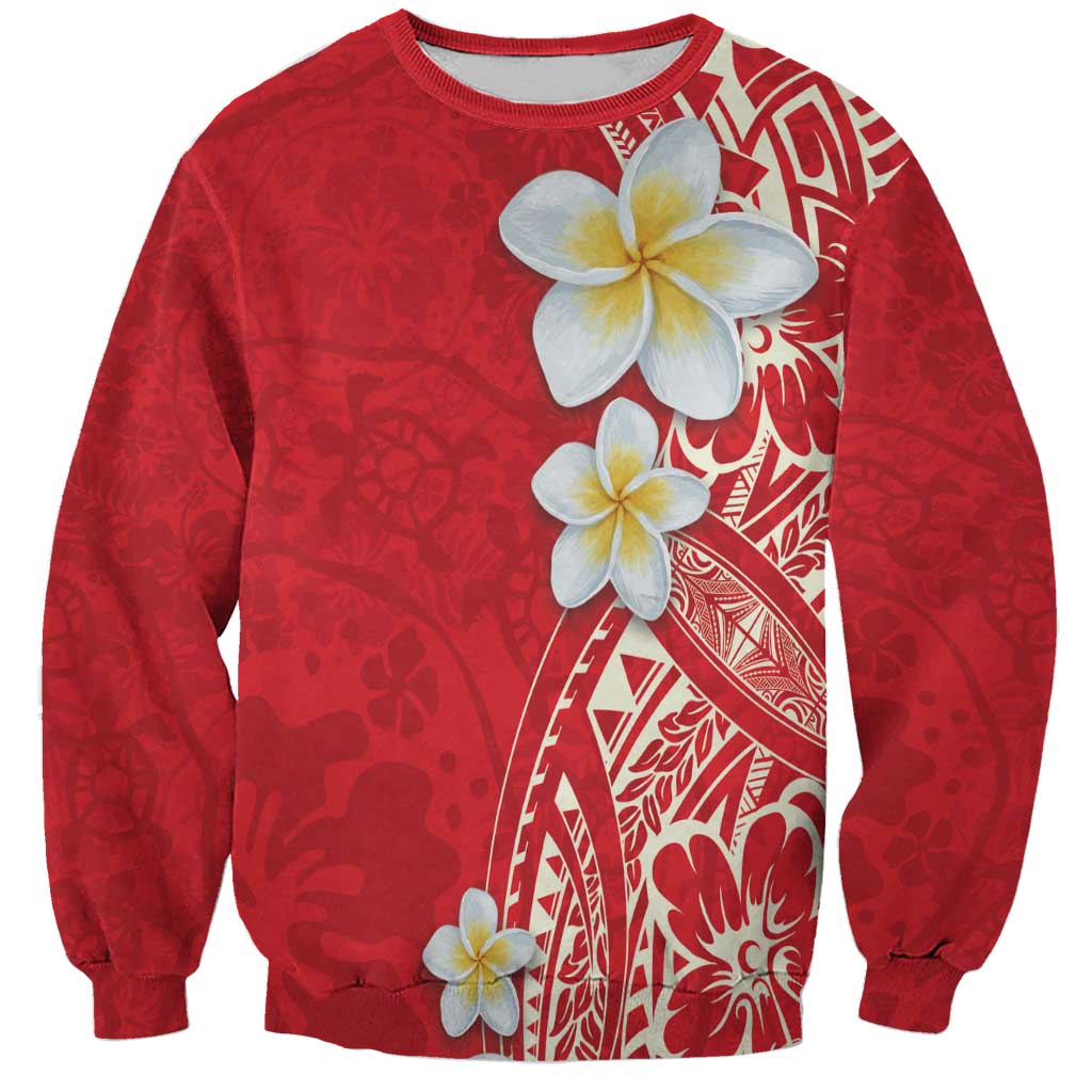 Plumeria Sweatshirt Polynesian Tribal Frangipani Red LT03 Unisex Red - Polynesian Pride