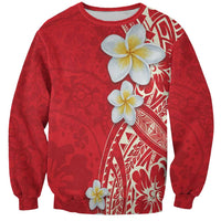 Plumeria Sweatshirt Polynesian Tribal Frangipani Red LT03 Unisex Red - Polynesian Pride